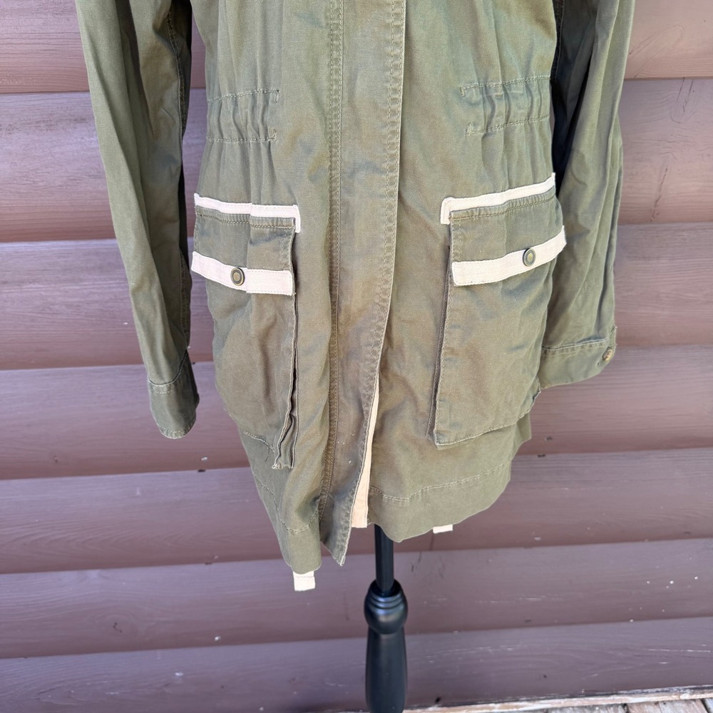 Cabi Anorak Jacket Women Large Green Utility Field Coat Style 722 Cotton Blend - Picture 3 of 7